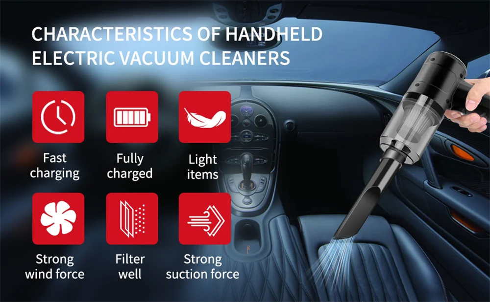 Cordless Handheld Car Vacuum Cleaner – 15000PA Powerful Suction, Easy to Store in Car